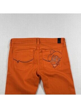 OCJ Apparel Jeans OSU Cowboys Size 28 Orange Skinny Fit Stretch Denim
